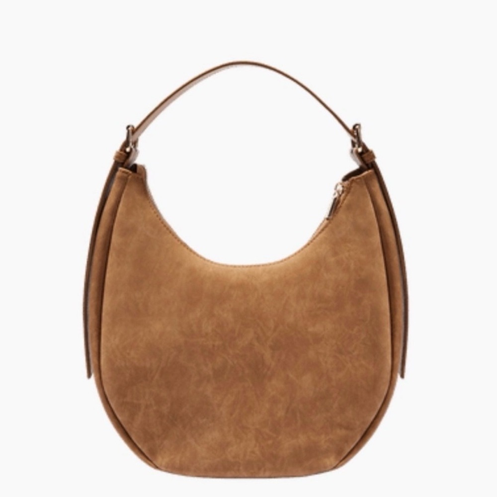 NWT 4TH & RECKLESS Una Faux Suede Crescent Shoulder Bag Tan Gold Hardware Hobo - Picture 2 of 10